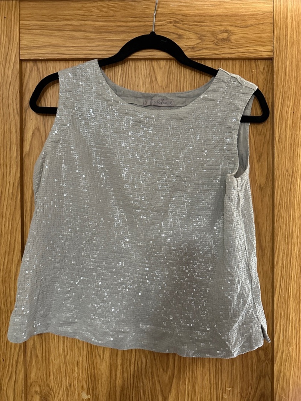 Cut loose Sleeveless Sequin Tank Top - Grey